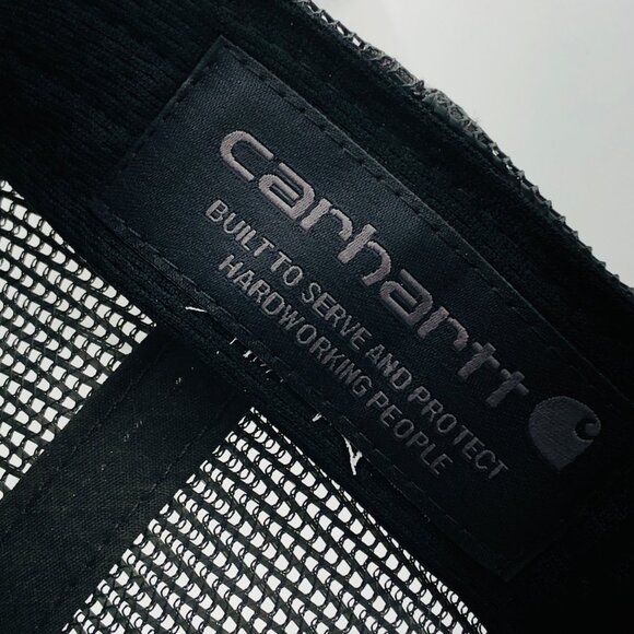 Carhartt Mens Mesh Back Snapback Canvas Hat 104723 Black Gray Adjustable - Picture 5 of 6